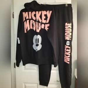 Unisex Disney Mickey Mouse Hoodie Sweatshirt & Jogger Sweatpants 2pc Set Large